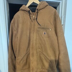 CHARHARTT  zip up hooded CHARHARTT brown. Sz. Large 49” chest,